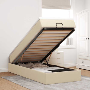 Ottoman Bett mit Matratze Creme 80x200 cm