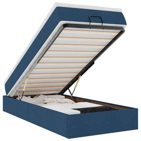 Ottoman Bett mit Matratze Blau 80x200 cm