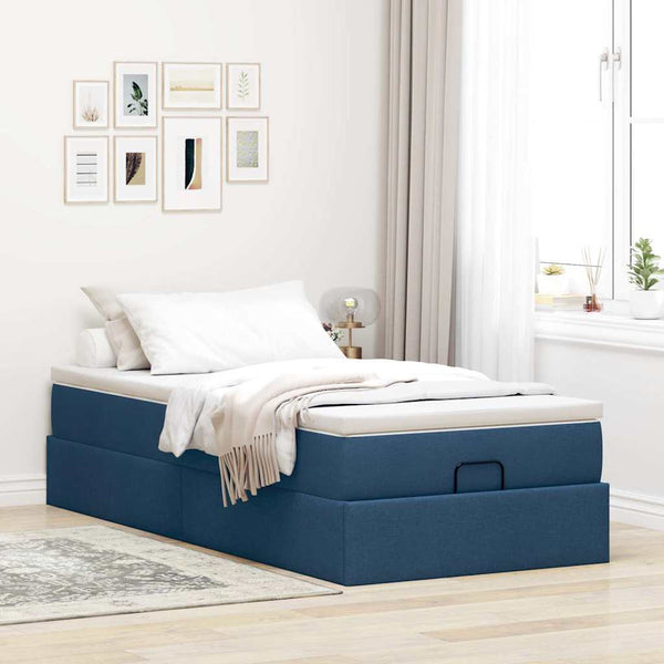 Ottoman Bett mit Matratze Blau 80x200 cm