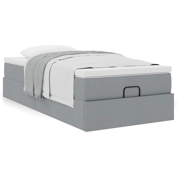 Ottoman Bett mit Matratze Hellgrau 90x190 cm