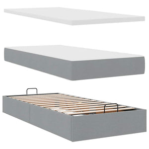 Ottoman Bett mit Matratze Hellgrau 90x190 cm