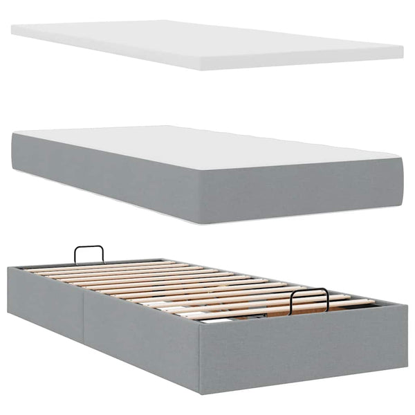 Ottoman Bett mit Matratze Hellgrau 90x190 cm