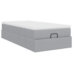 Ottoman Bett mit Matratze Hellgrau 90x190 cm