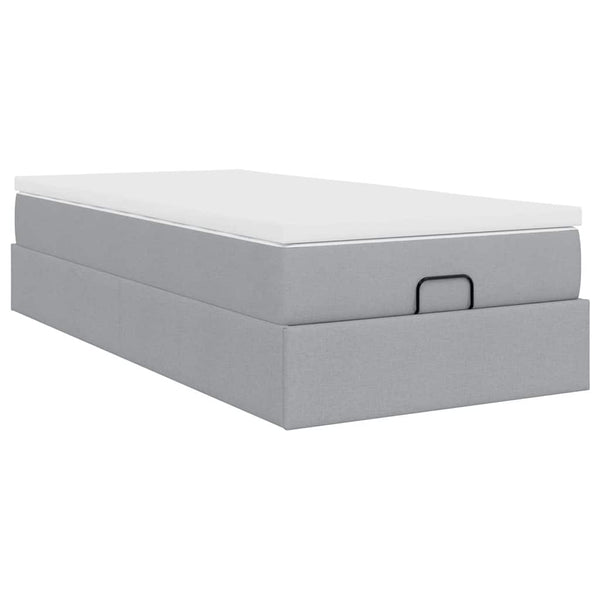 Ottoman Bett mit Matratze Hellgrau 90x190 cm