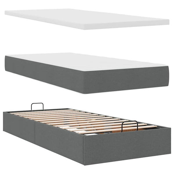 Ottoman Bett mit Matratze Dunkelgrau 90x190 cm