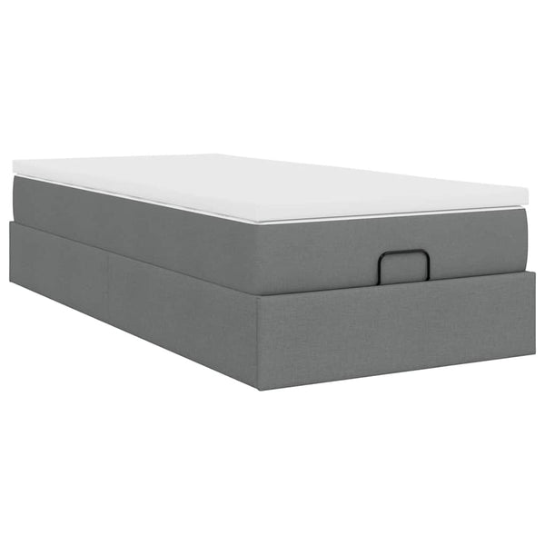 Ottoman Bett mit Matratze Dunkelgrau 90x190 cm