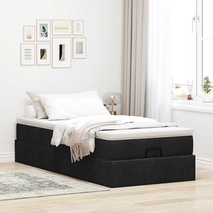 Ottoman Bett mit Matratze Schwarz 90x190 cm