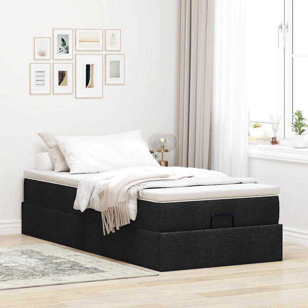 Ottoman Bett mit Matratze Schwarz 90x190 cm
