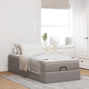 Ottoman Bett mit Matratze Taupe 90x190 cm