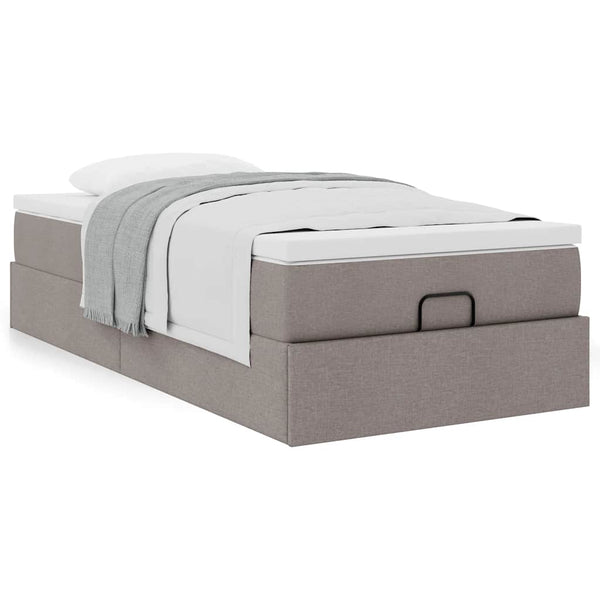 Ottoman Bett mit Matratze Taupe 90x190 cm