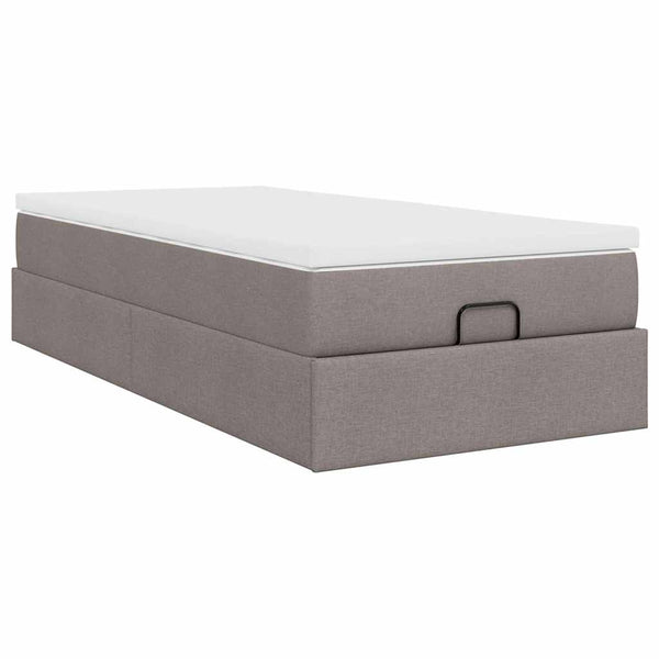 Ottoman Bett mit Matratze Taupe 90x190 cm