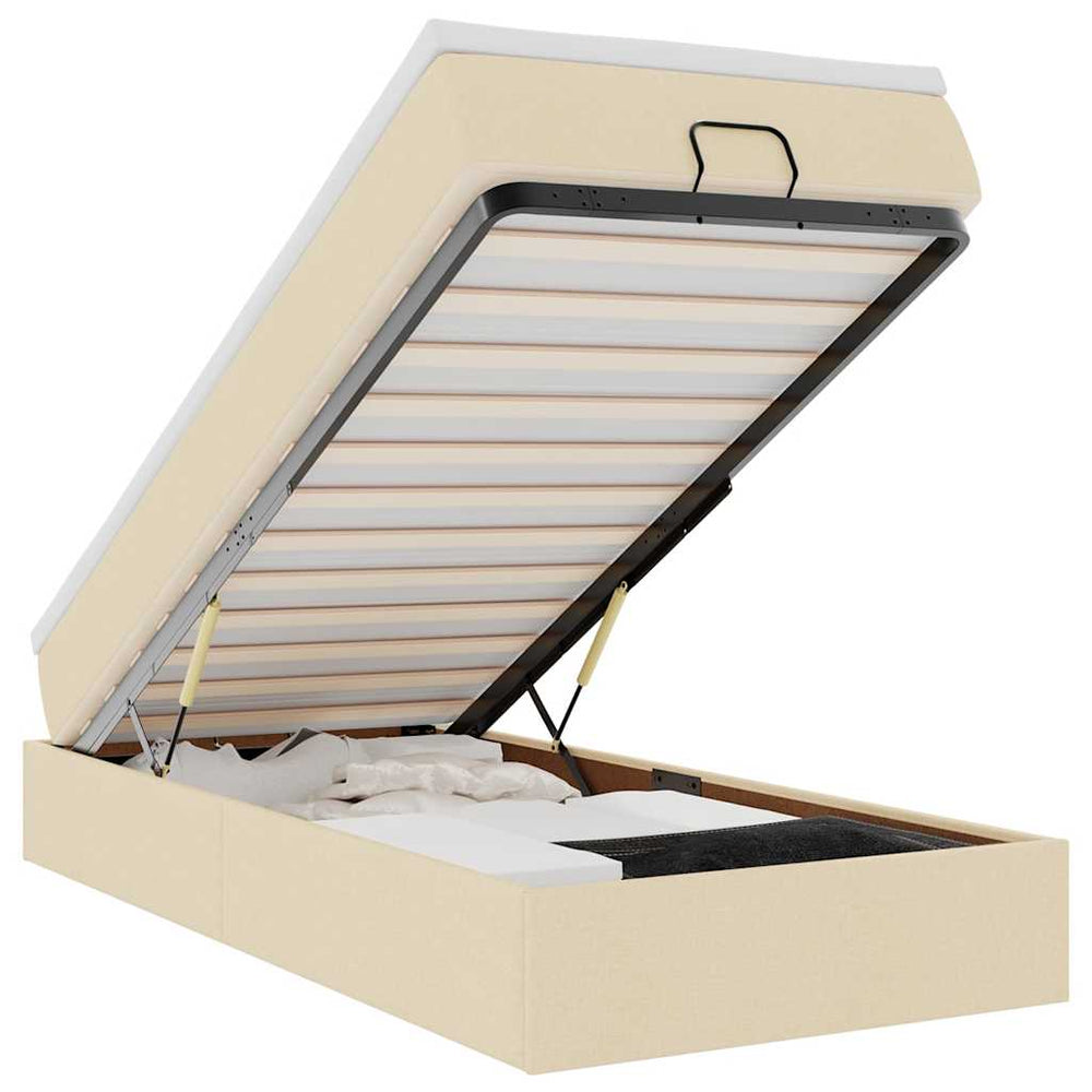 vidaXL Lit ottoman avec matelas crème 90x190 cm Tissu