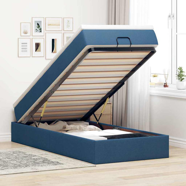 Ottoman Bett mit Matratze Blau 90x190 cm