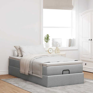 Ottoman Bett mit Matratze 90x200 cm Hellgrau