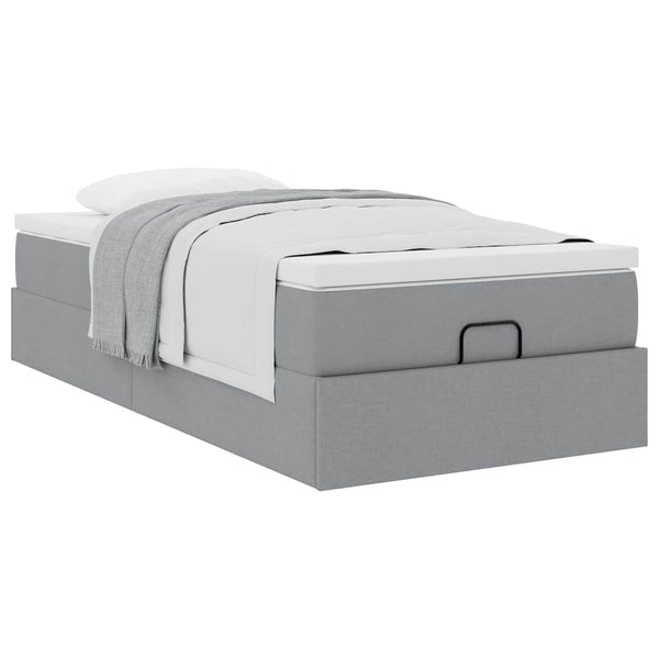 Ottoman Bett mit Matratze 90x200 cm Hellgrau