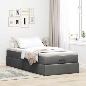 Ottoman Bett mit Matratze Dunkelgrau 90x200 cm