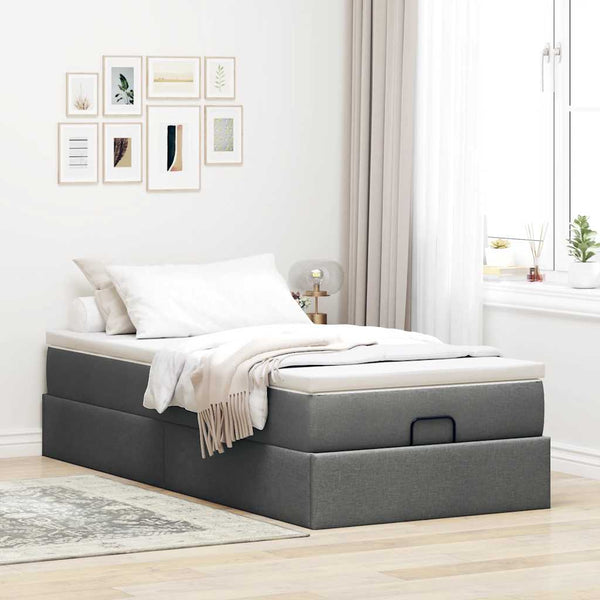 Ottoman Bett mit Matratze Dunkelgrau 90x200 cm