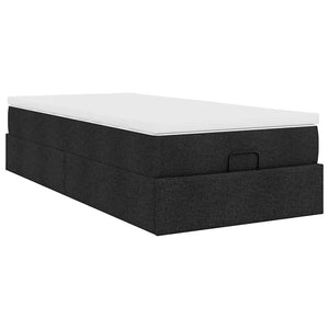 vidaXL Lit ottoman avec matelas noir 90x200 cm tissu