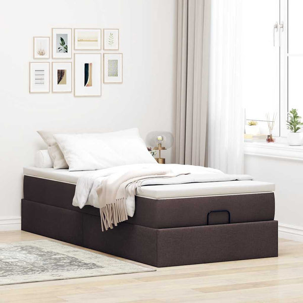 Ottoman Bett mit Matratze Dunkelbraun 90x200 cm