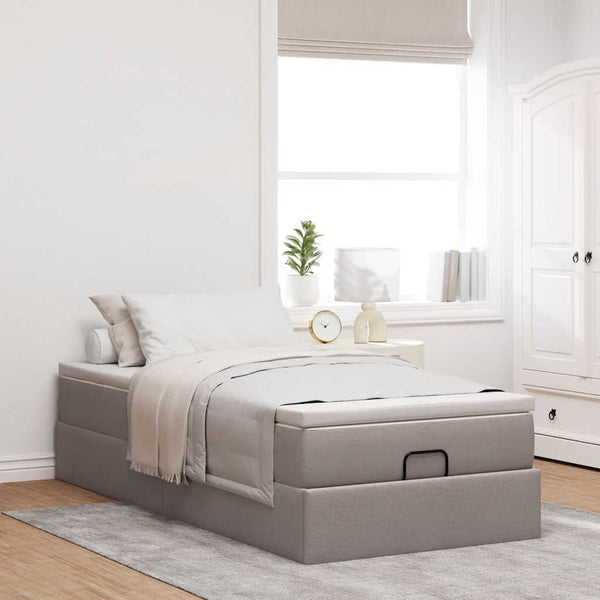 Ottoman Bett mit Matratze Taupe 90x200 cm