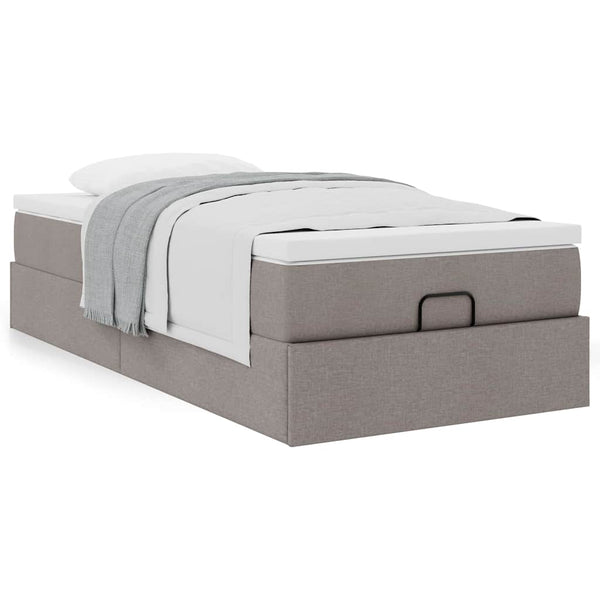 Ottoman Bett mit Matratze Taupe 90x200 cm