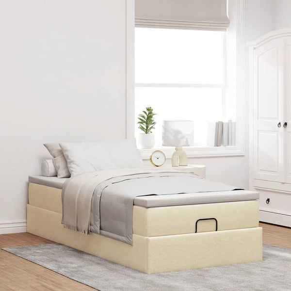 Ottoman Bett mit Matratze Creme 90x200 cm