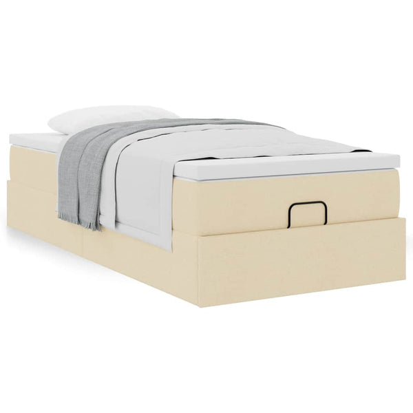 Ottoman Bett mit Matratze Creme 90x200 cm