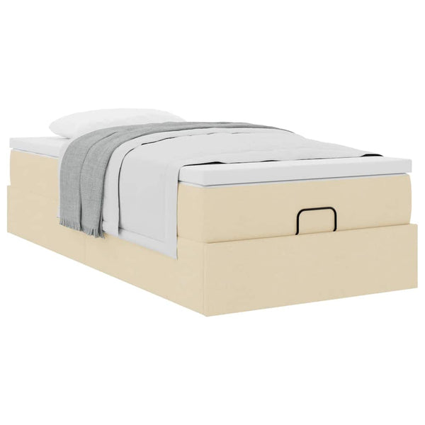 Ottoman Bett mit Matratze Creme 90x200 cm