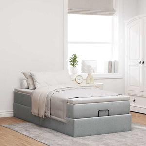 Ottomanbett mit Matratze Hellgrau 100x200 cm