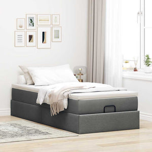 Ottoman Bett mit Matratze Dunkelgrau 100x200 cm