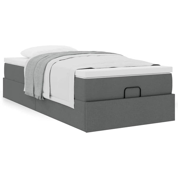 Ottoman Bett mit Matratze Dunkelgrau 100x200 cm