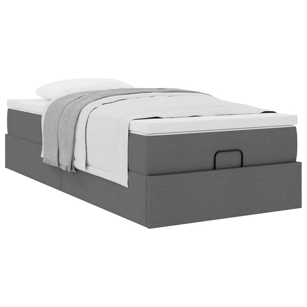 Ottoman Bett mit Matratze Dunkelgrau 100x200 cm