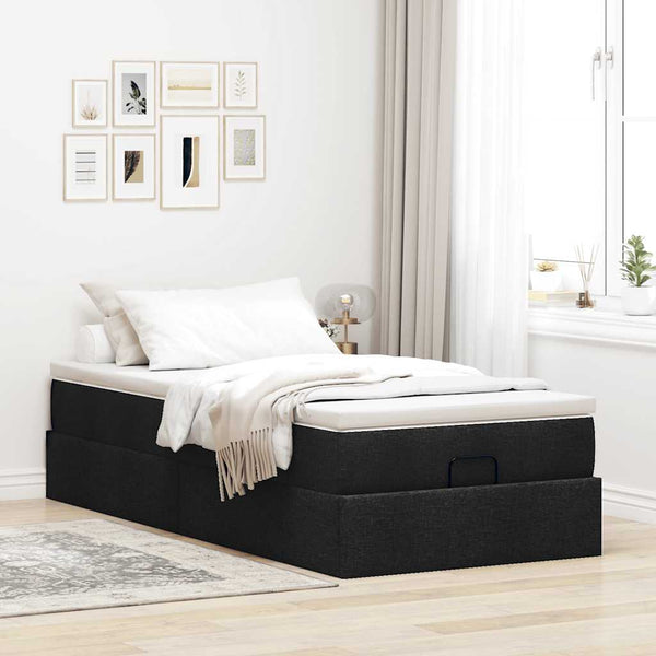 Ottoman Bett mit Matratze 100x200 cm Schwarz