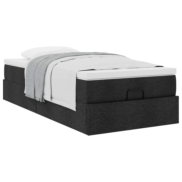 Ottoman Bett mit Matratze 100x200 cm Schwarz