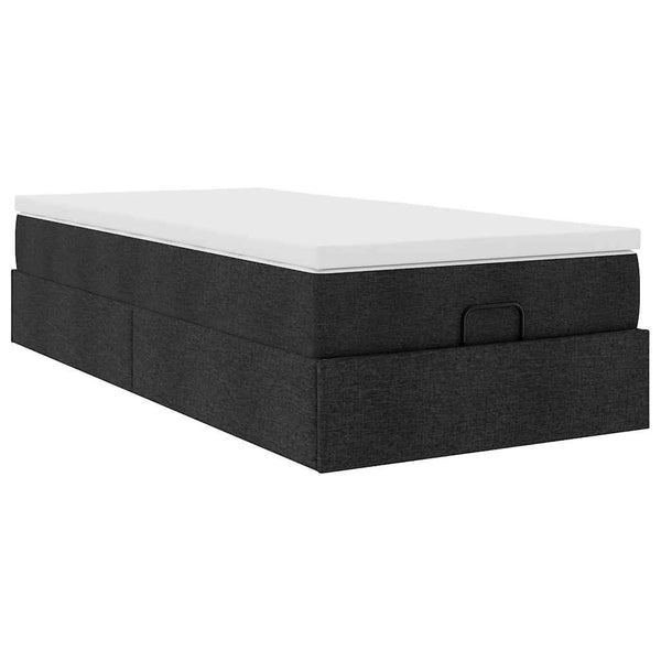 Ottoman Bett mit Matratze 100x200 cm Schwarz