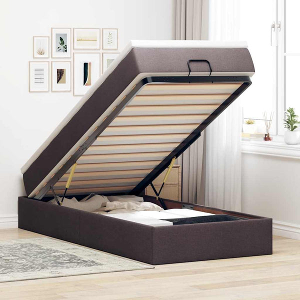 Ottoman Bett mit Matratze Dunkelbraun 100x200 cm