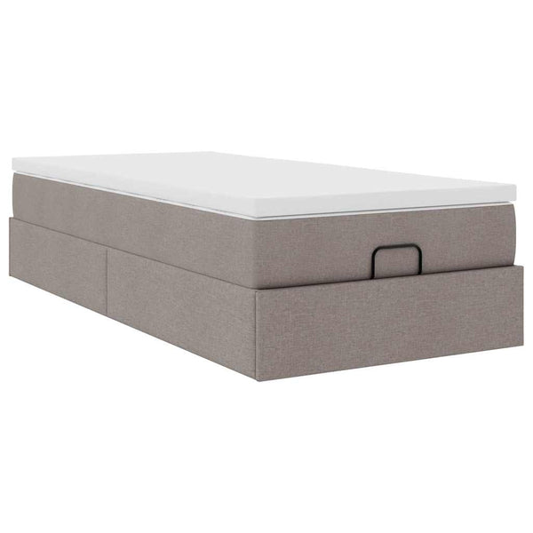 Ottoman Bett mit Matratze Taupe 100x200 cm