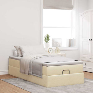 Ottoman Bett mit Matratze Creme 100x200 cm