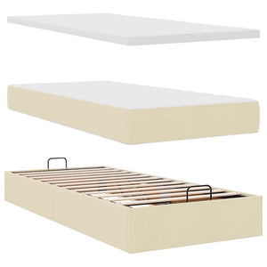 Ottoman Bett mit Matratze Creme 100x200 cm