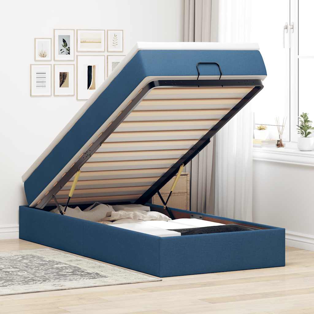 Ottoman Bett mit Matratze Blau 100x200 cm