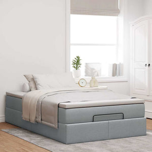 Ottoman Bett mit Matratze Hellgrau 120x190 cm