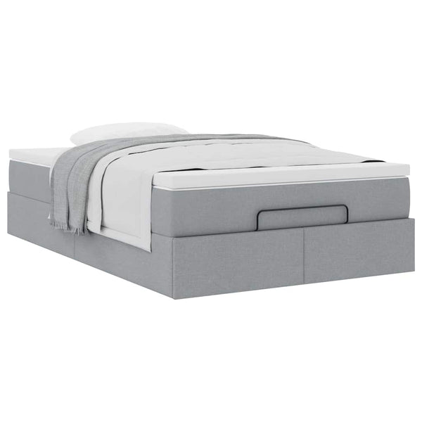 Ottoman Bett mit Matratze Hellgrau 120x190 cm