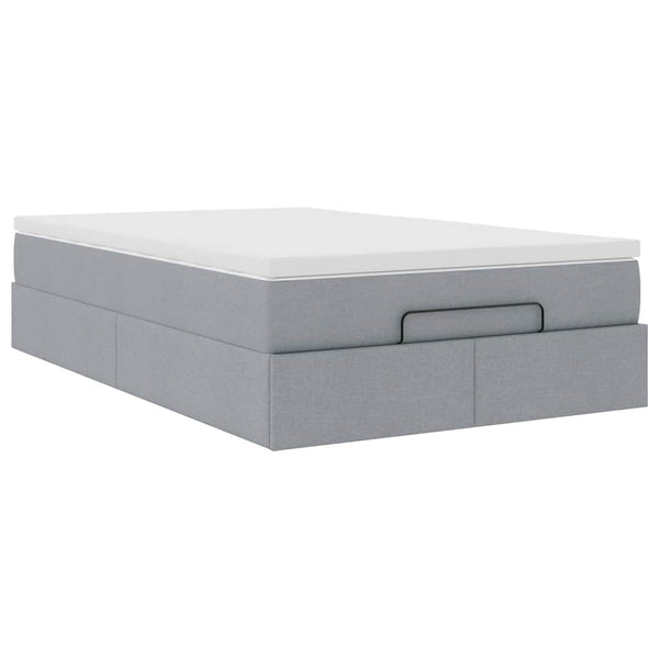 Ottoman Bett mit Matratze Hellgrau 120x190 cm