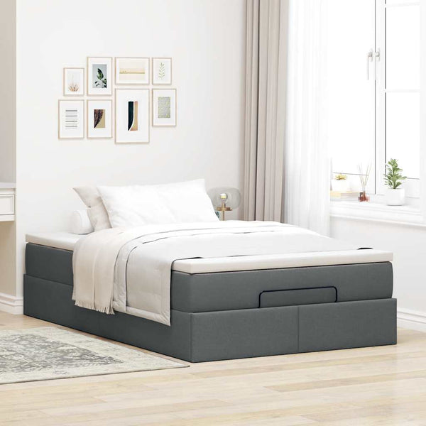 Ottoman Bett mit Matratze Dunkelgrau 120x190 cm