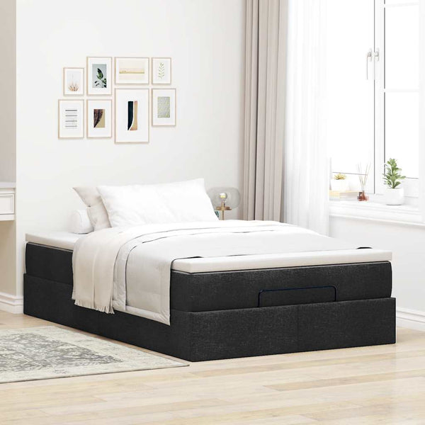 Ottoman Bett mit Matratze 120x190 cm Schwarz