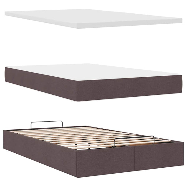 Ottoman Bett mit Matratze Dunkelbraun 120x190 cm