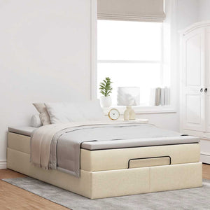 Ottoman Bett mit Matratze Creme 120x190 cm