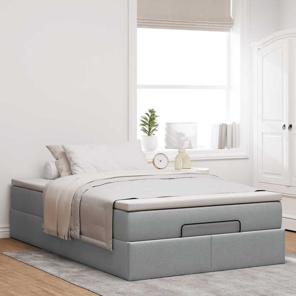 Ottoman Bett mit Matratze Hellgrau 120x200 cm