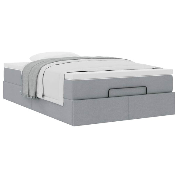 Ottoman Bett mit Matratze Hellgrau 120x200 cm