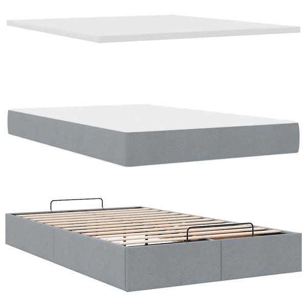 Ottoman Bett mit Matratze Hellgrau 120x200 cm